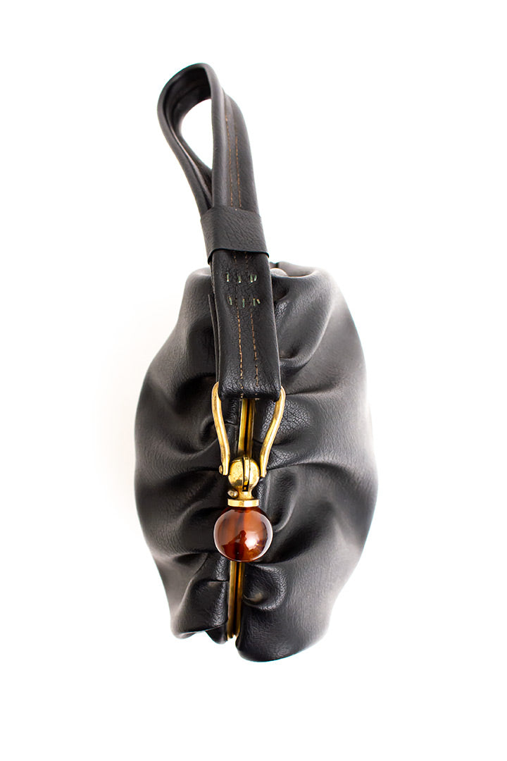 Vintage zwart handtasje met knip