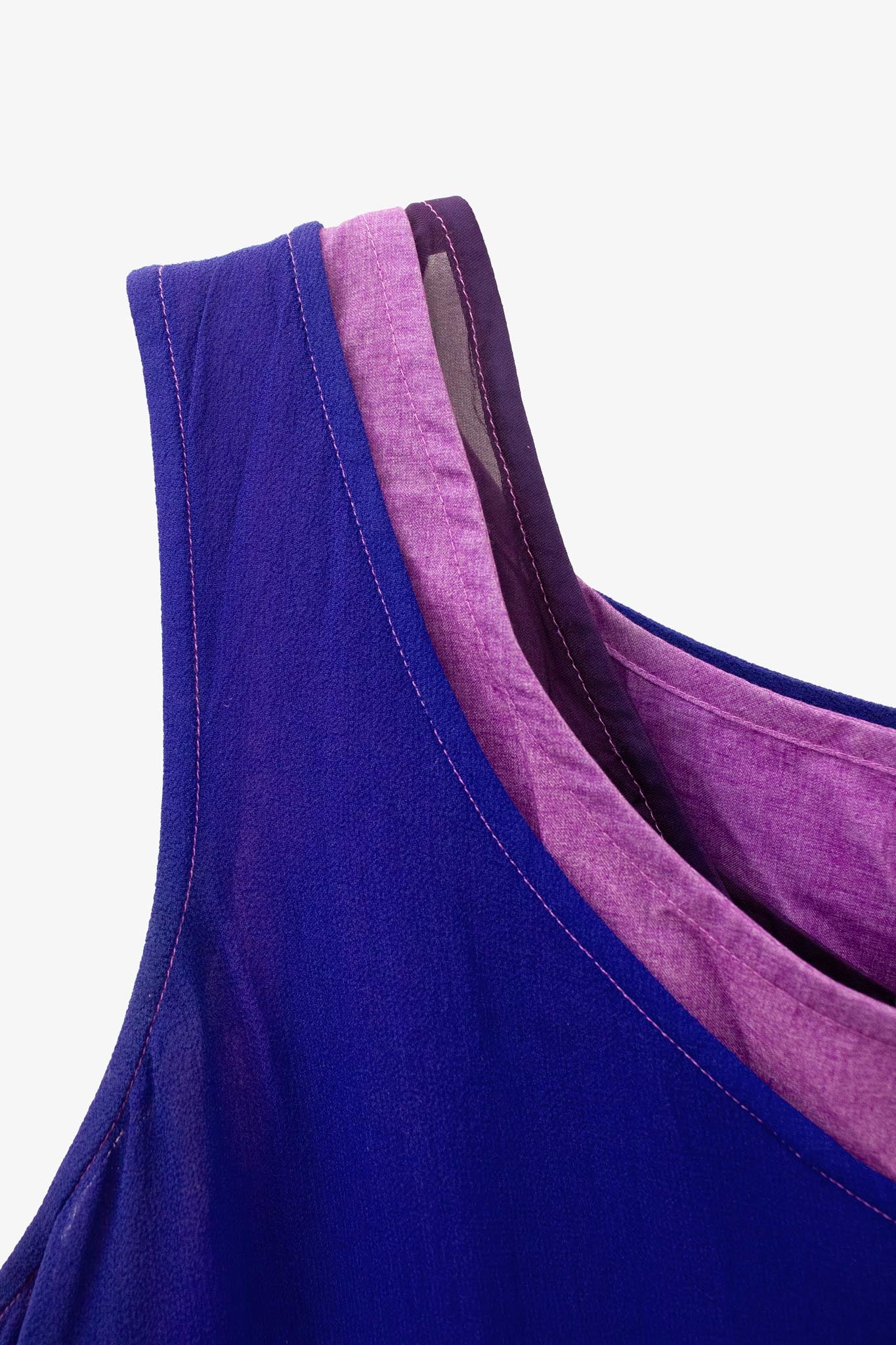 Comme des Garçons SS99 paars blauwe drielaags jurk