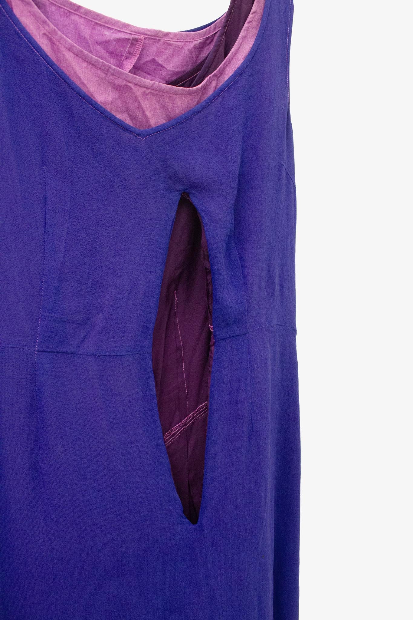 Comme des Garçons SS99 paars blauwe drielaags jurk