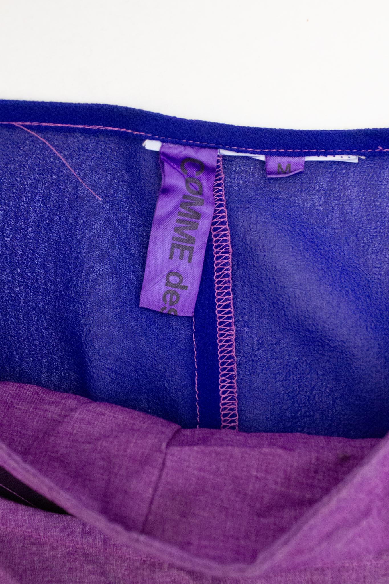 Comme des Garçons SS99 paars blauwe drielaags jurk