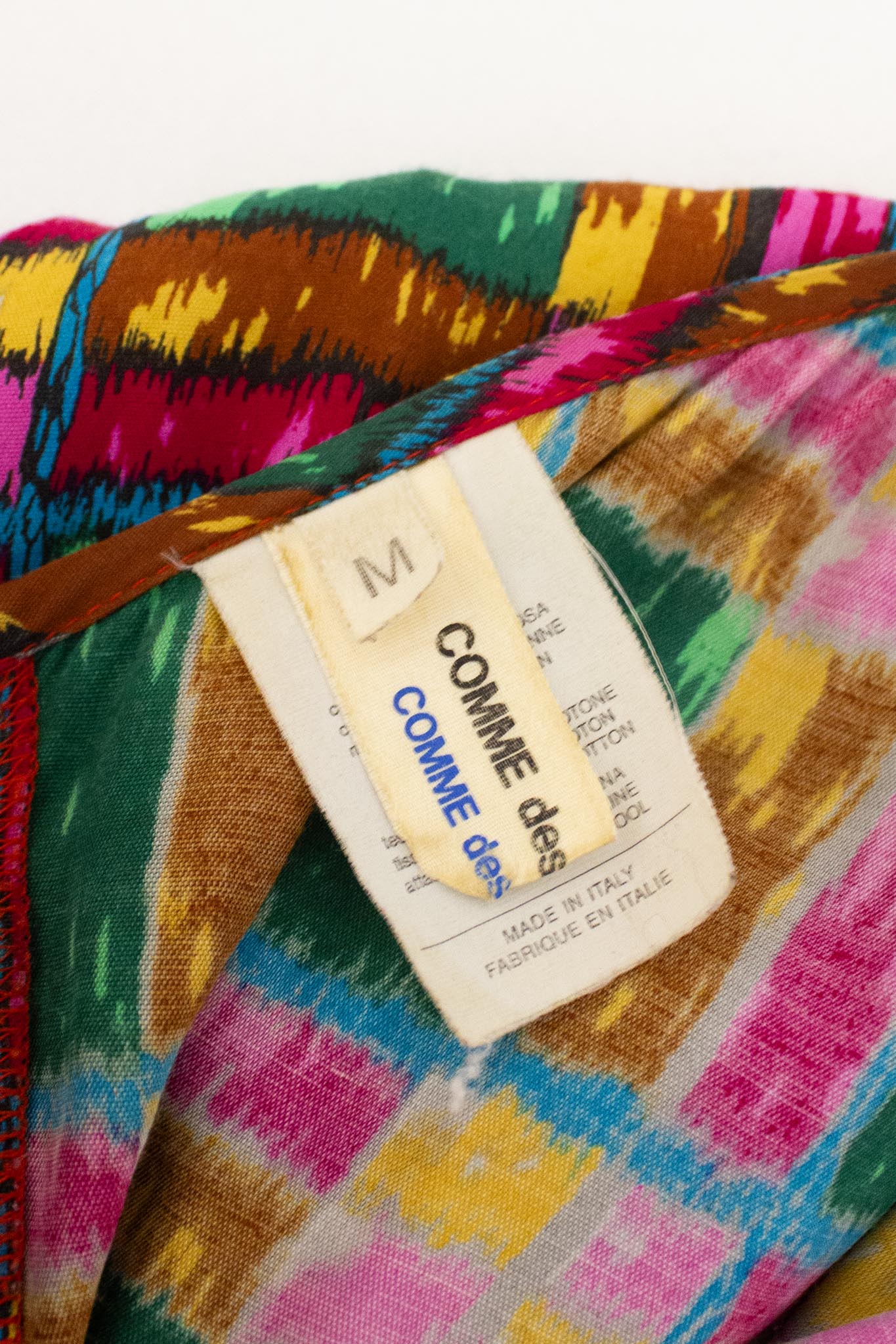 Vintage Comme des Garçons jurk met bloemen en blokprint vlakken