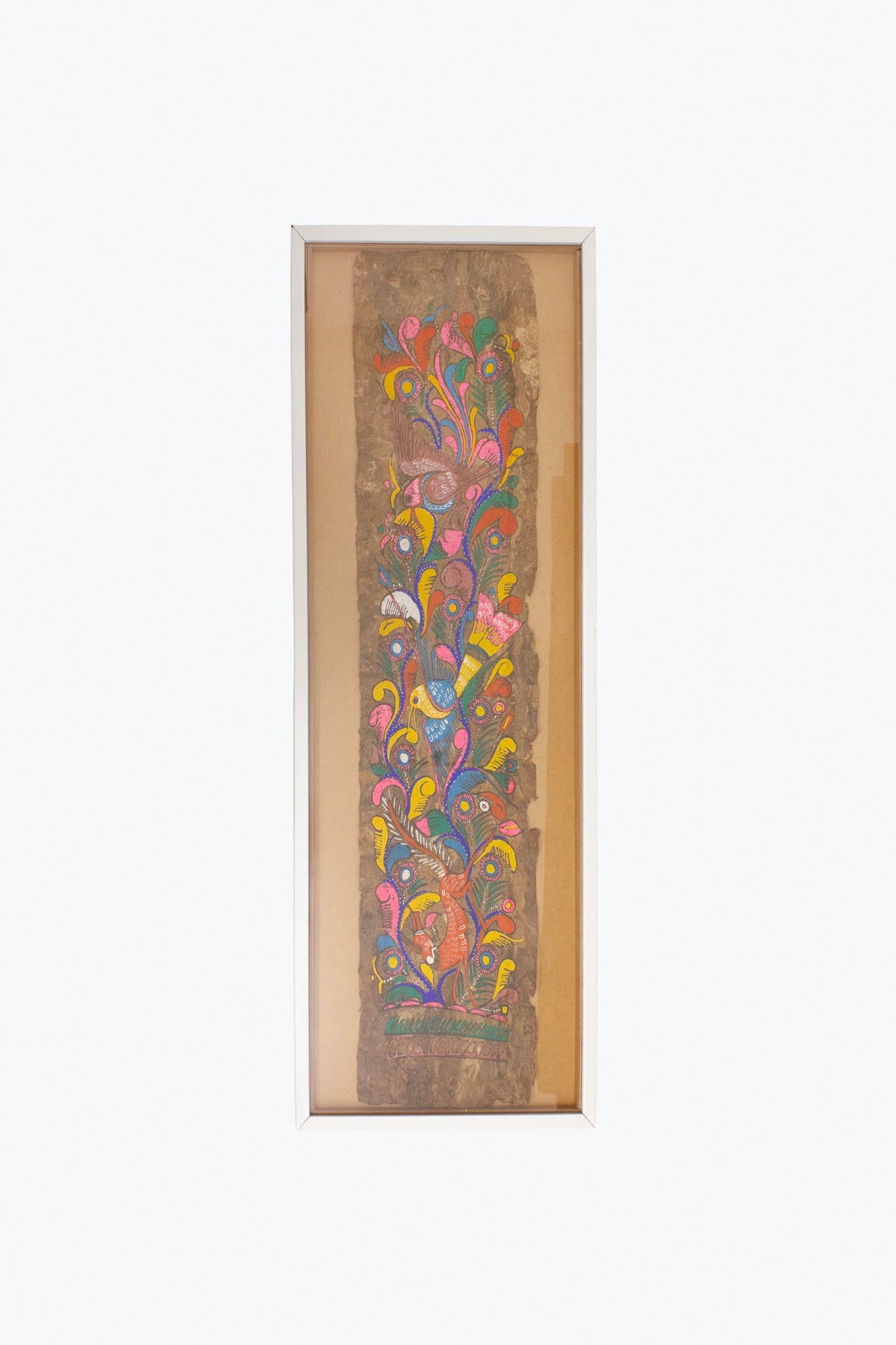 Vintage Mexicaans Amate-bark folklore schilderij op schorspapier