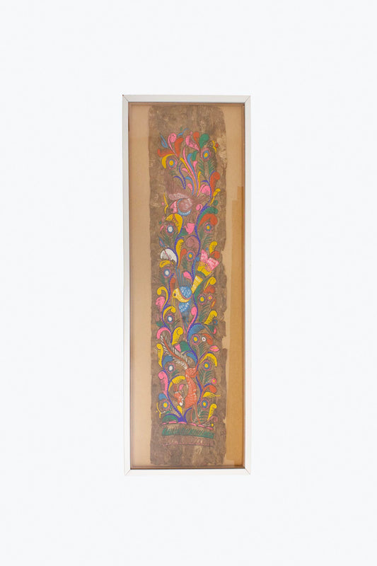 Vintage Mexicaans Amate-bark folklore schilderij op schorspapier