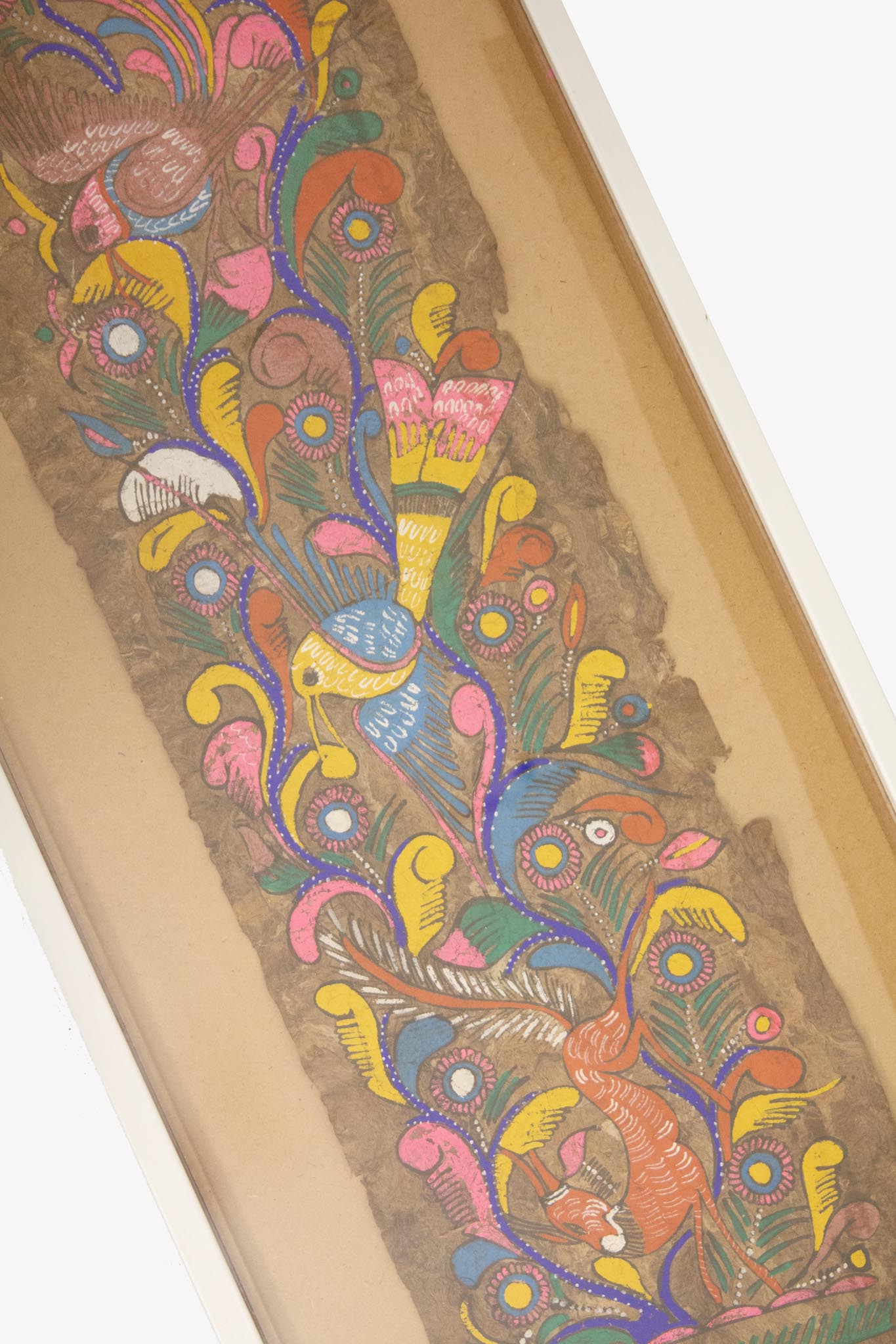 Vintage Mexicaans Amate-bark folklore schilderij op schorspapier