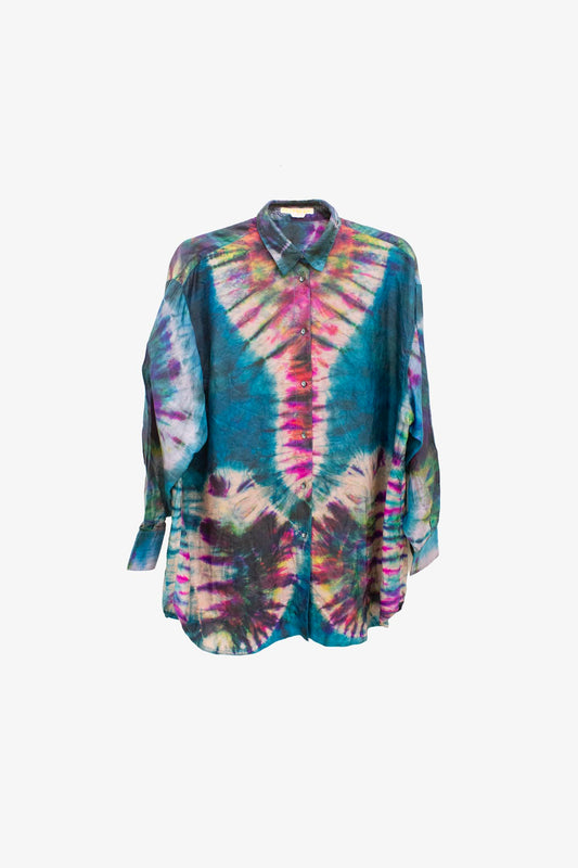 Vintage Puck & Hans zijde tie dye blouse