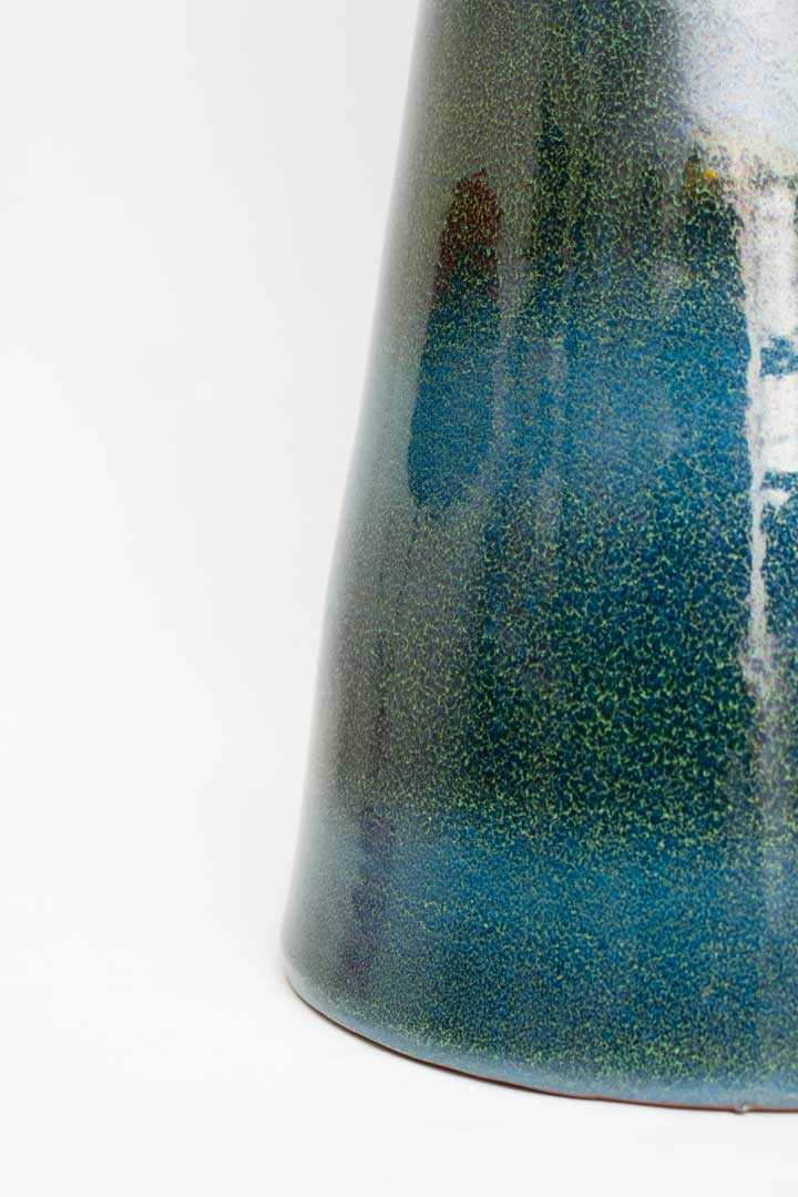 Vloervaas met blauw groen glazuur