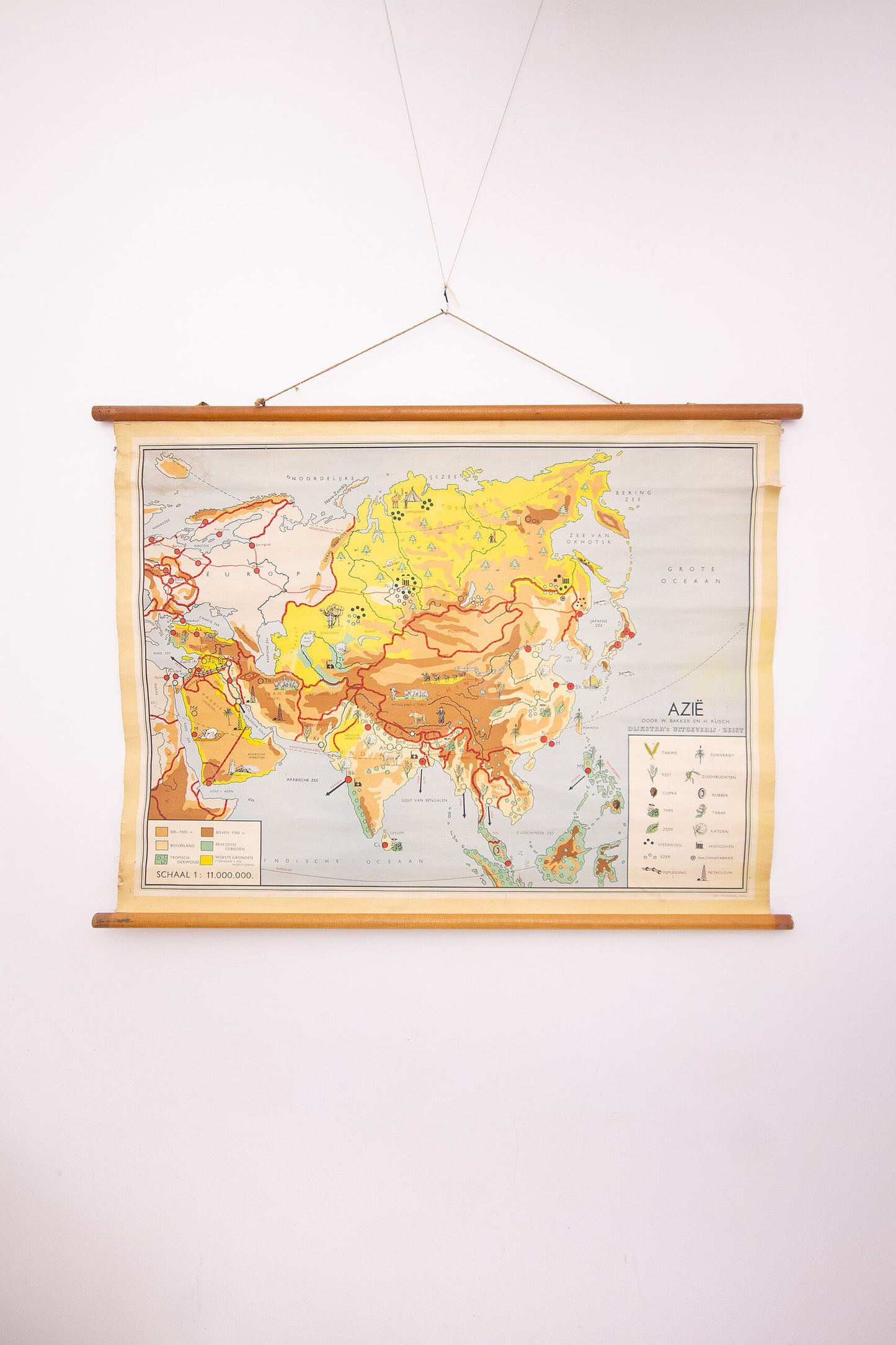 Vintage wandkaart Azië
