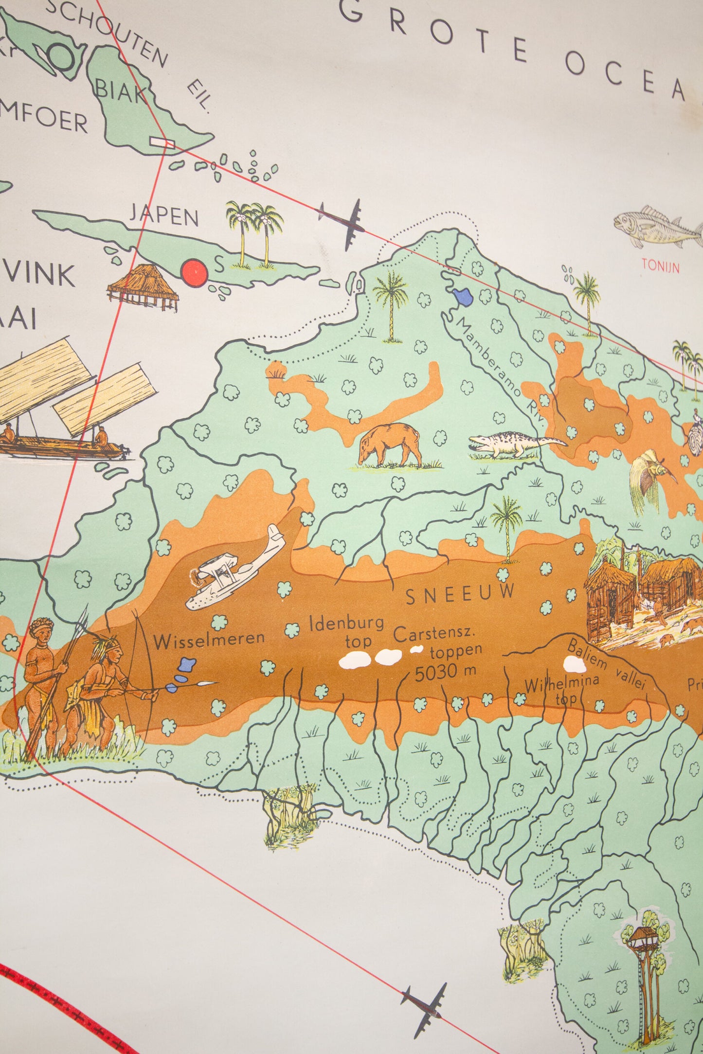 Wandkaart Nederlands Nieuw Guinea