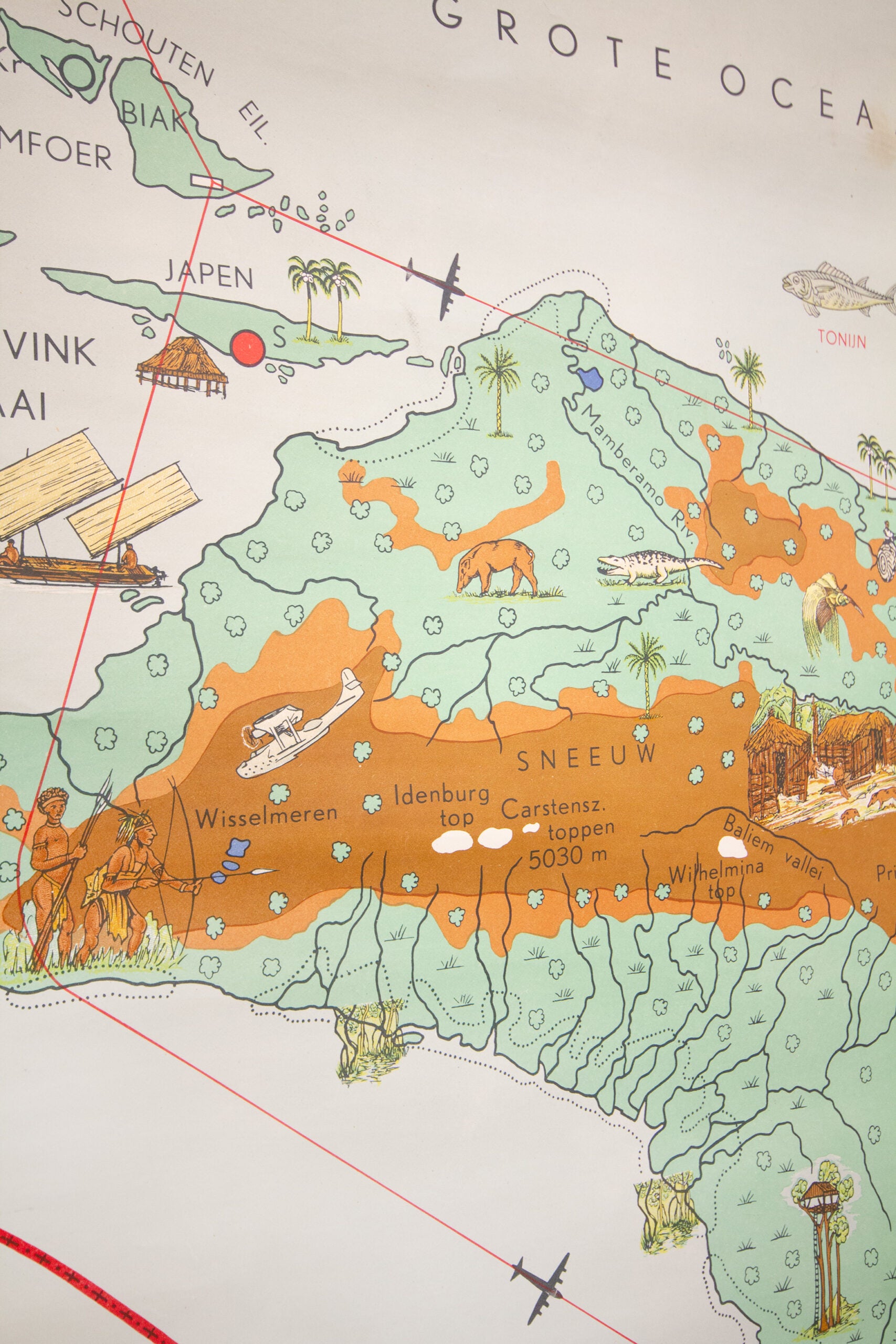 Wandkaart Nederlands Nieuw Guinea
