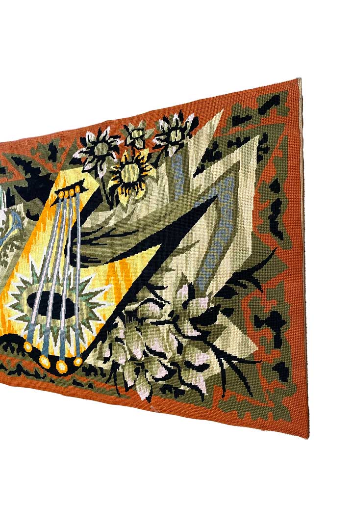 Handwerk tapisserie "La Cithare" by Royal Paris 1950s