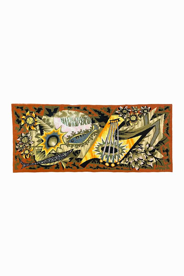 Handwerk tapisserie "La Cithare" by Royal Paris 1950s