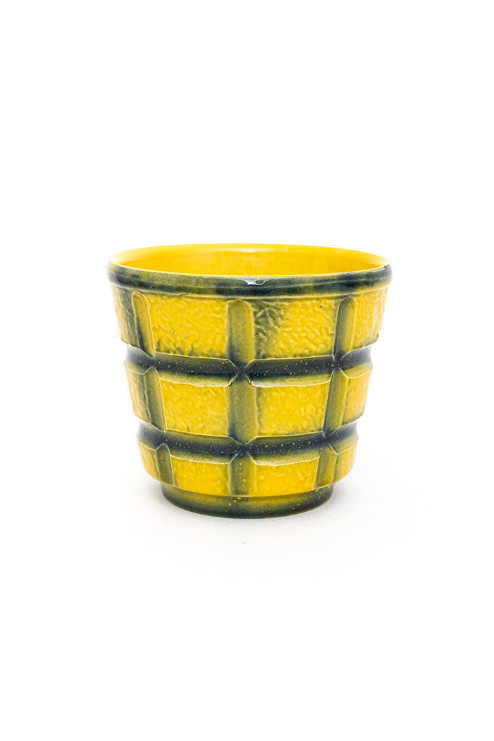 West-Germany bloempot geel blauw geblokt
