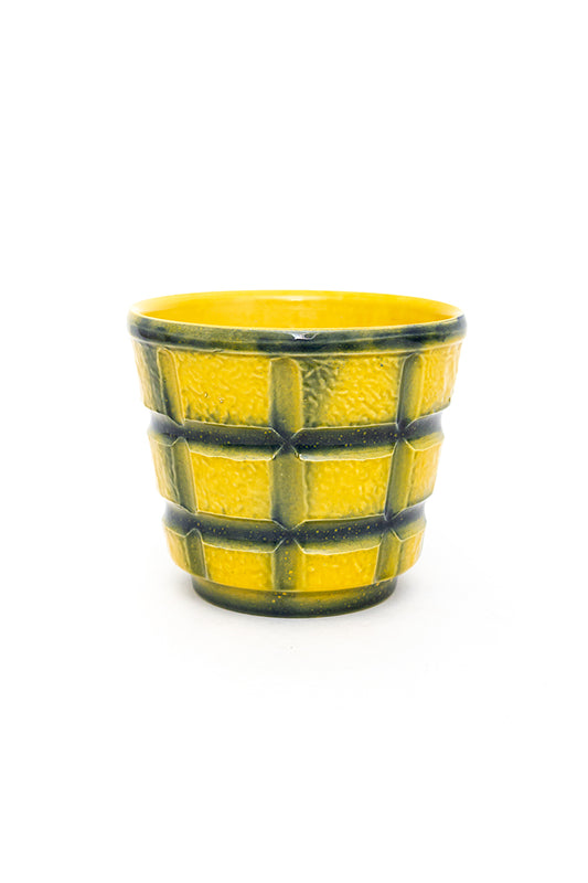 West-Germany bloempot geel blauw geblokt