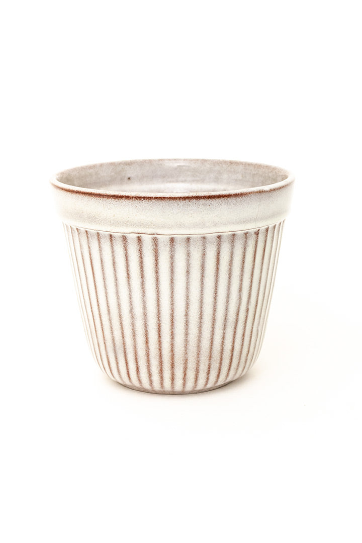 Westraven Utrecht witte bloempot met strepen vintage