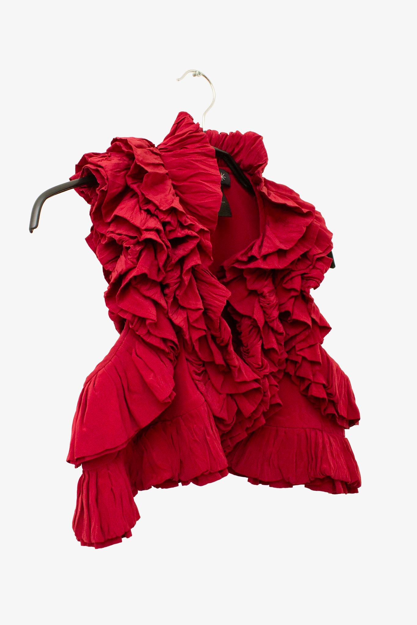 Wijnrood zijden Isabel Marant cropped mouwloos vestje met rushes