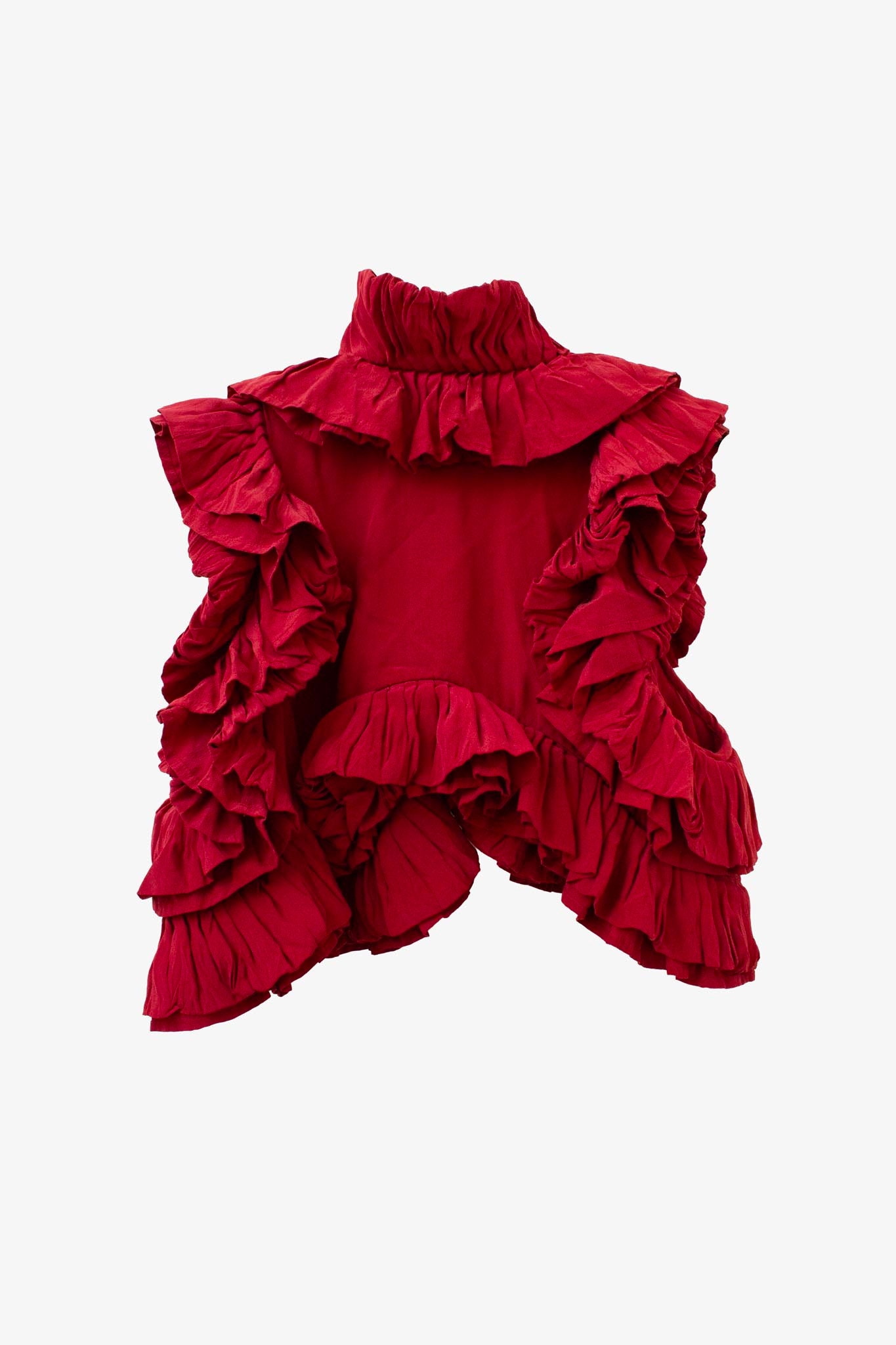Wijnrood zijden Isabel Marant cropped mouwloos vestje met rushes