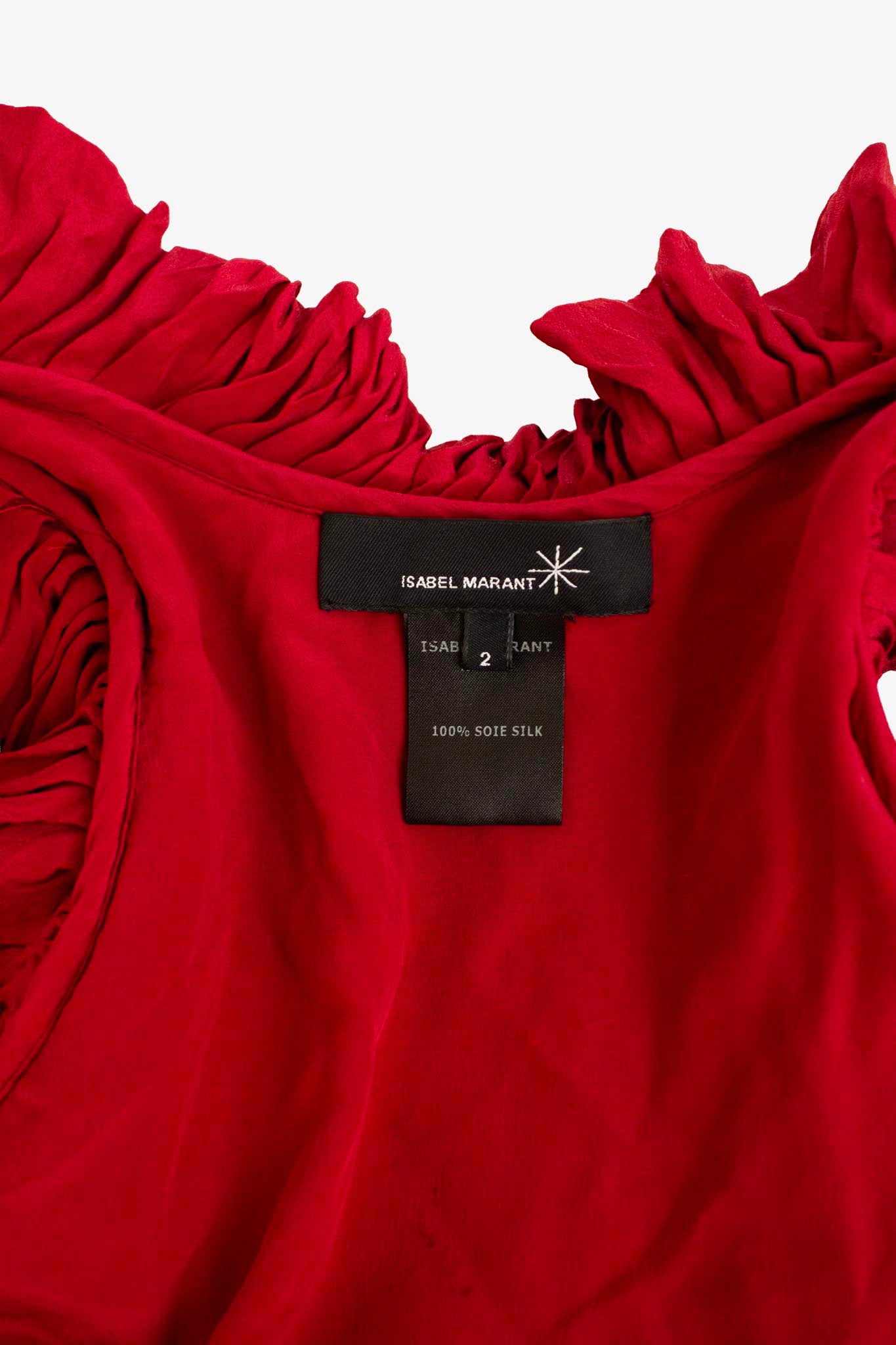 Wijnrood zijden Isabel Marant cropped mouwloos vestje met rushes