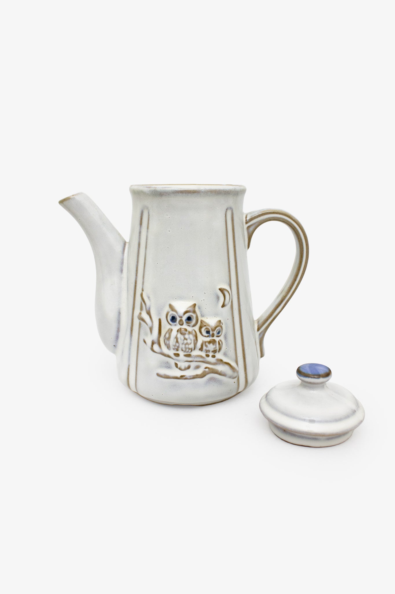 15-delig wit vintage keramieken koffieservies met uiltjes 