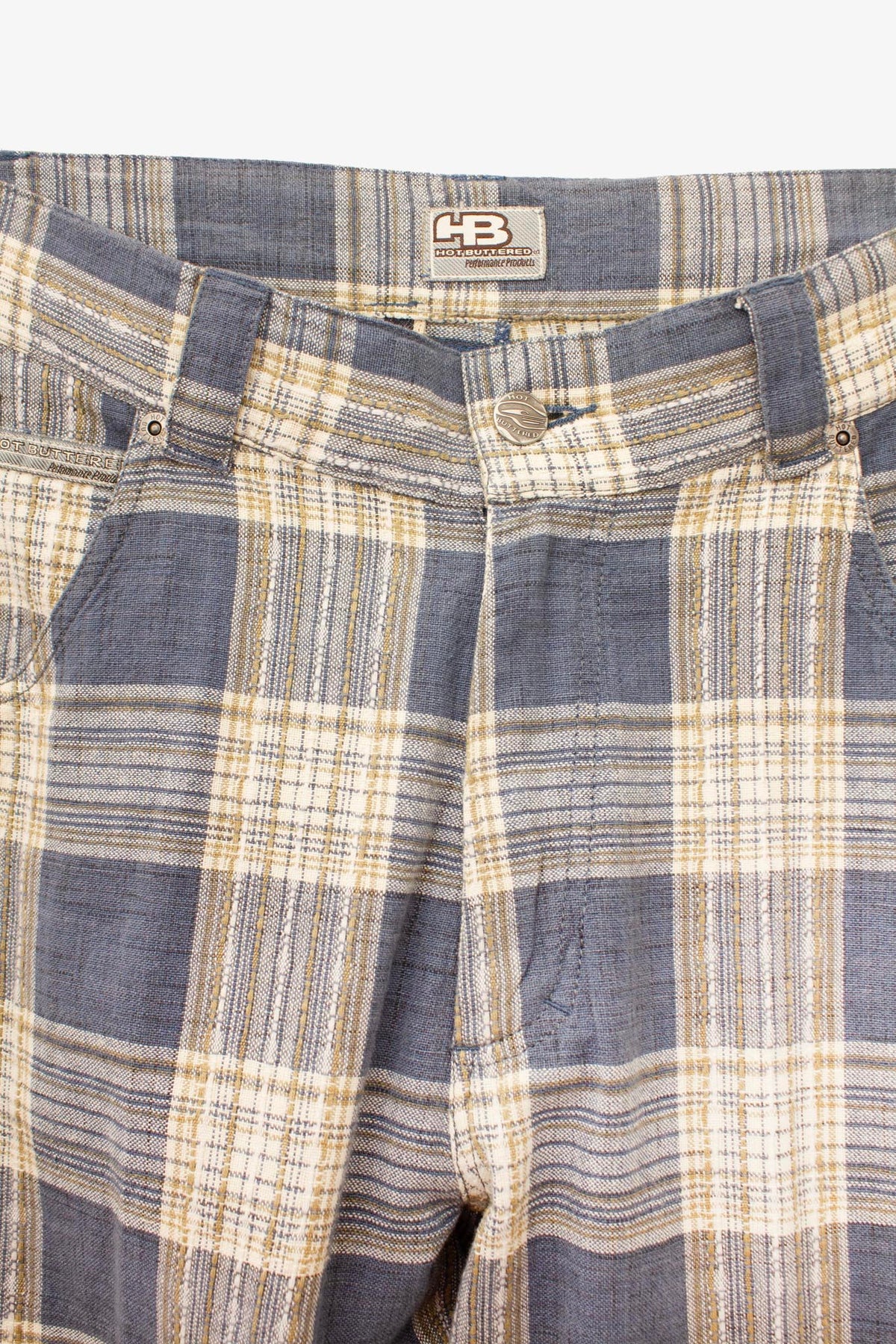 Wit blauw geruite Y2K deadstock Hot Buttered broek