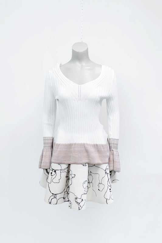 Witte gebreide trui met geplooide mouwen Italië