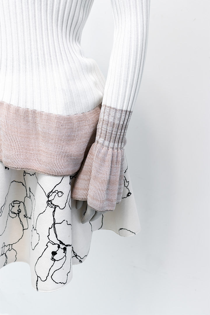 Witte gebreide trui met geplooide mouwen Italië