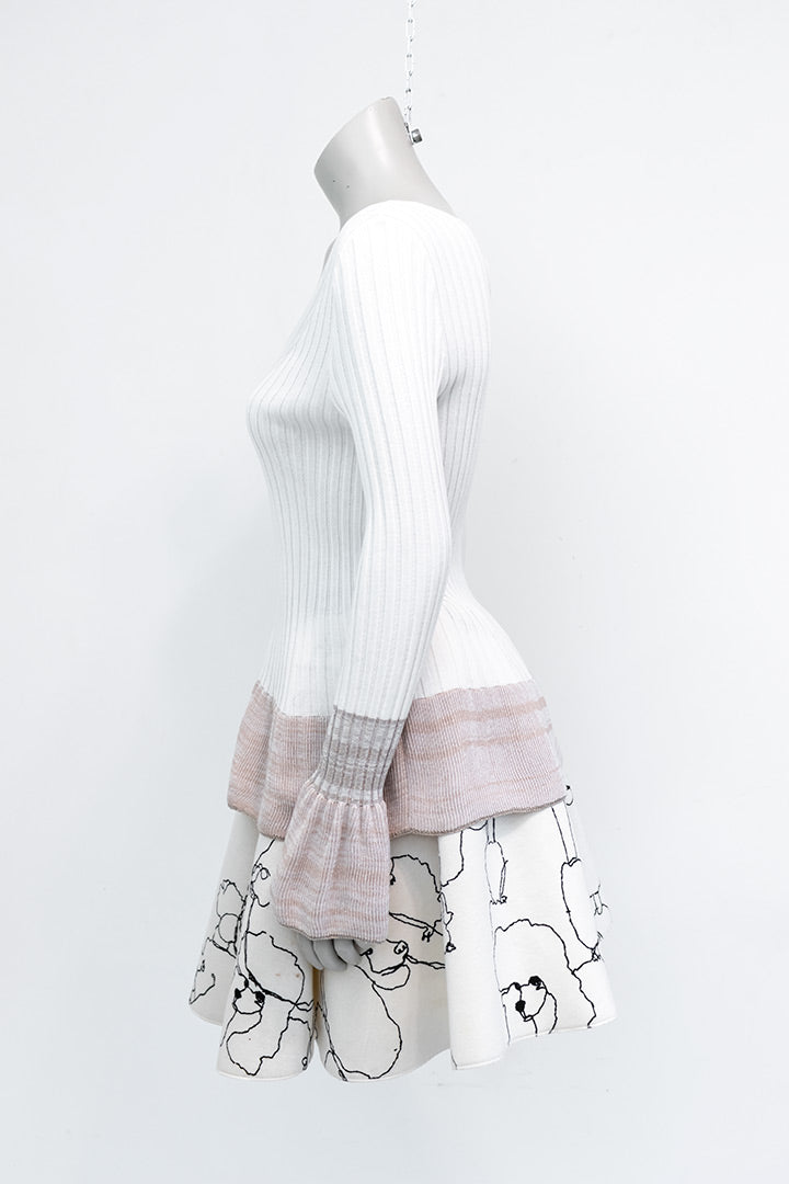 Witte gebreide trui met geplooide mouwen Italië