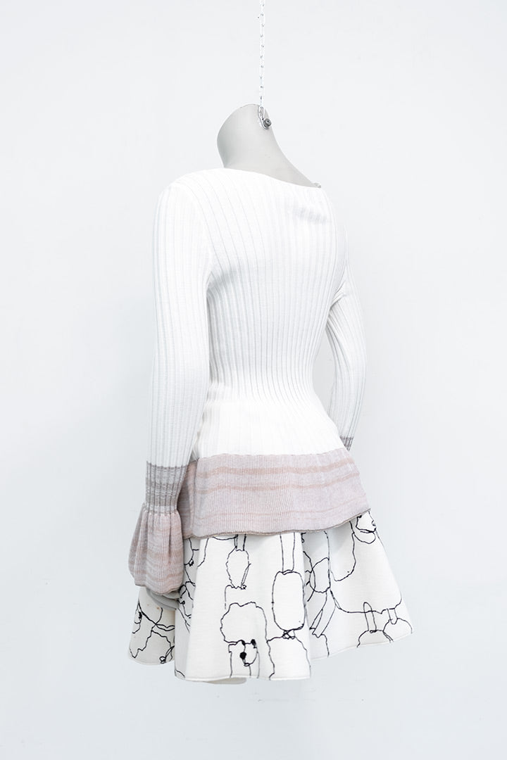 Witte gebreide trui met geplooide mouwen Italië