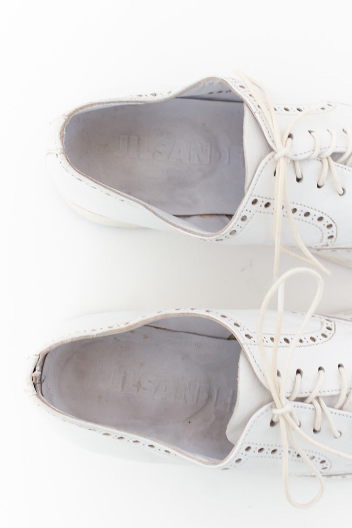 Witte leren dames brogues Jil Sander maat 36