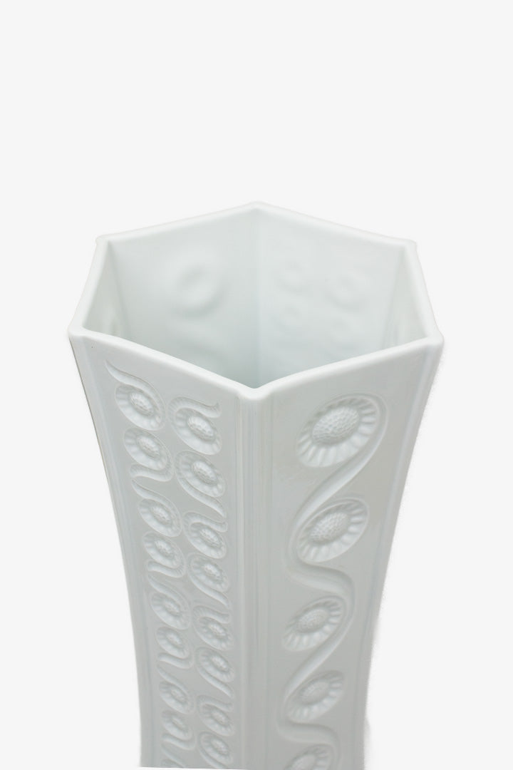 Witte porseleinen Bavaria Arzberg vloervaas zonnebloemen decor 1077-62