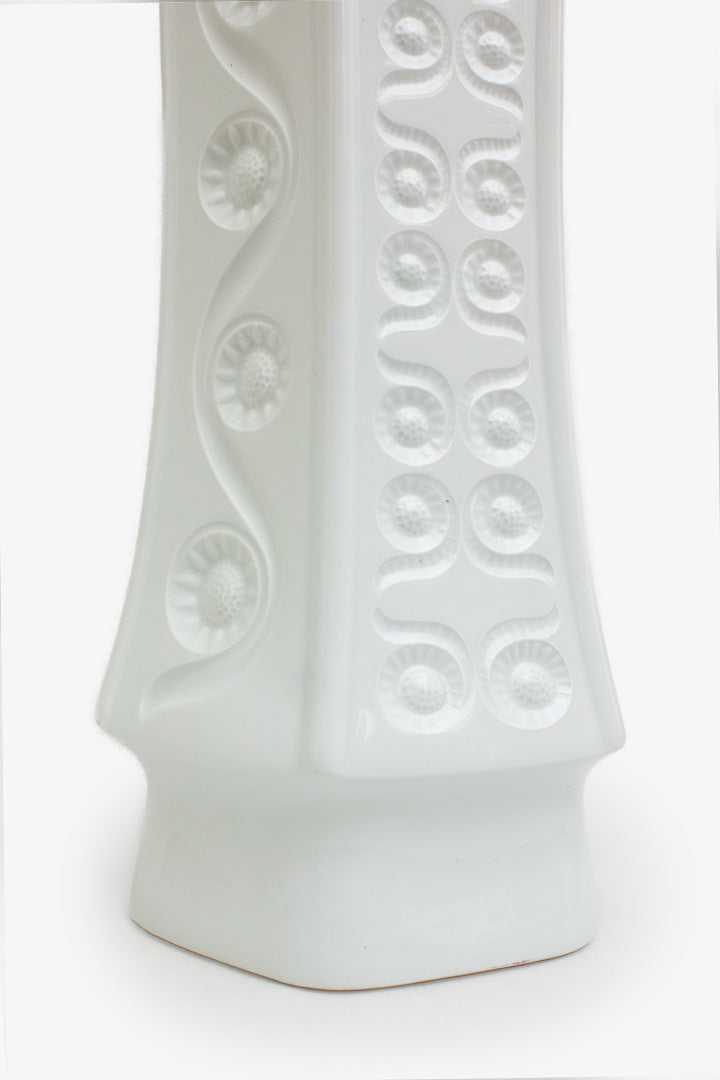 Witte porseleinen Bavaria Arzberg vloervaas zonnebloemen decor 1077-62