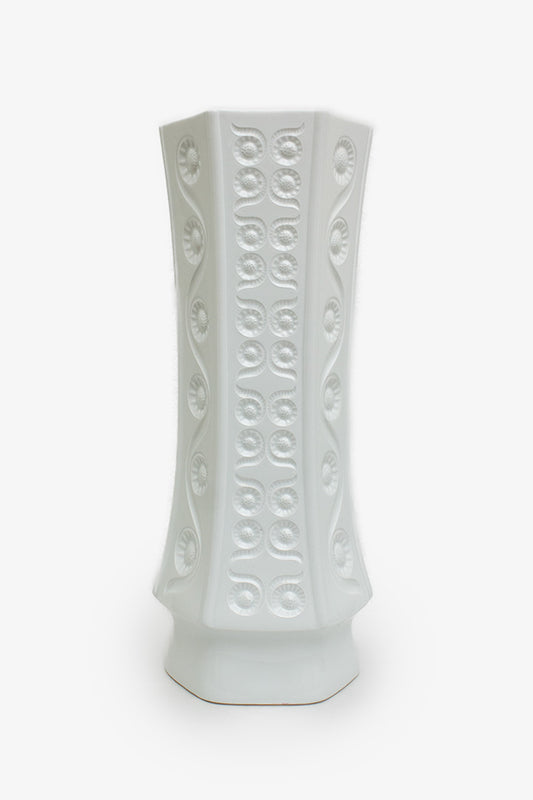 Witte porseleinen Bavaria Arzberg vloervaas zonnebloemen decor 1077-62