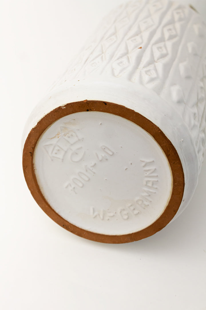 Witte vintage Carstens West-Germany vaas met geruit patroon 7001-40