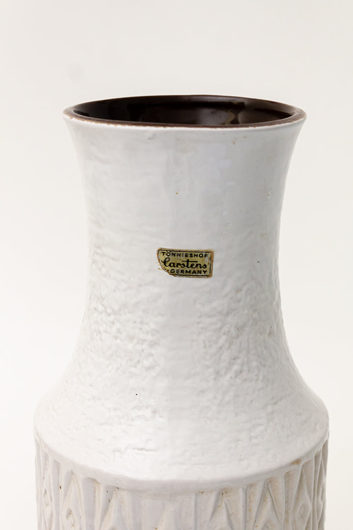 Witte vintage Carstens West-Germany vaas met geruit patroon 7001-40