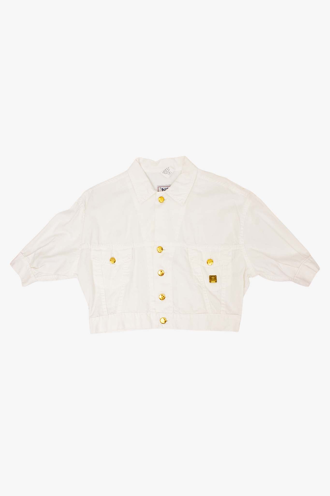MCM Sportstyle vintage wit cropped jasje met gouden knopen