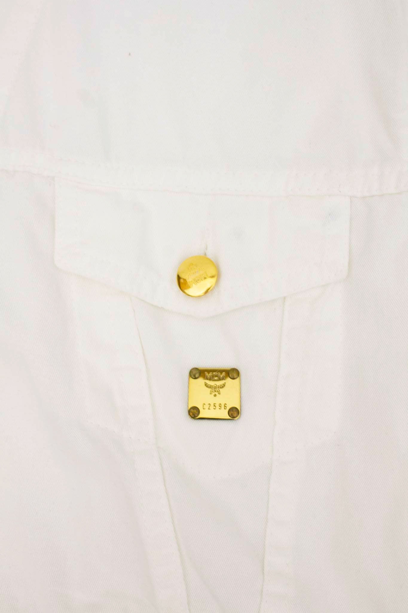 MCM Sportstyle vintage wit cropped jasje met gouden knopen