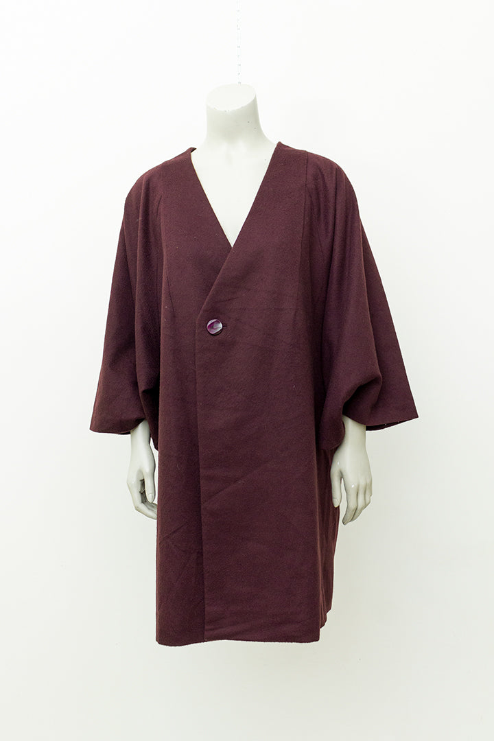 Wollen korte kimono / Japanse haori bordeauxrood