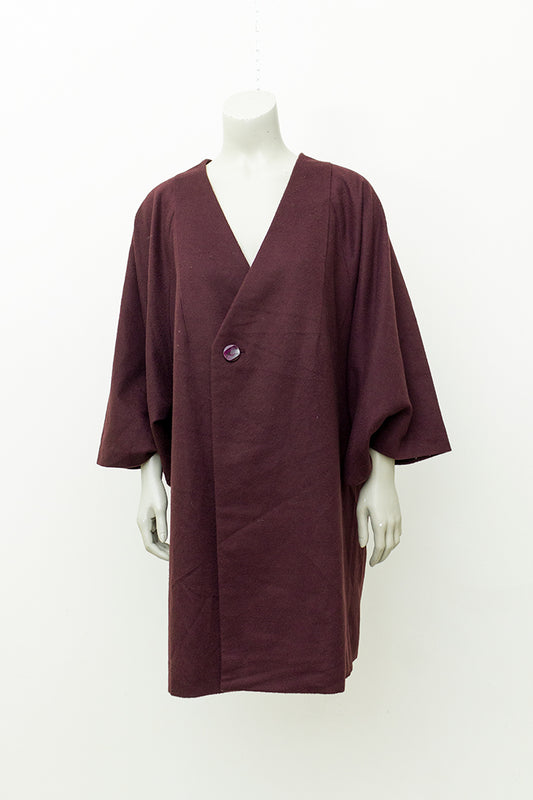 Wollen korte kimono / Japanse haori bordeauxrood