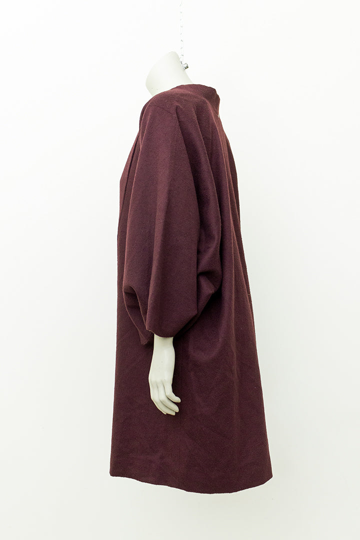 Wollen korte kimono / Japanse haori bordeauxrood