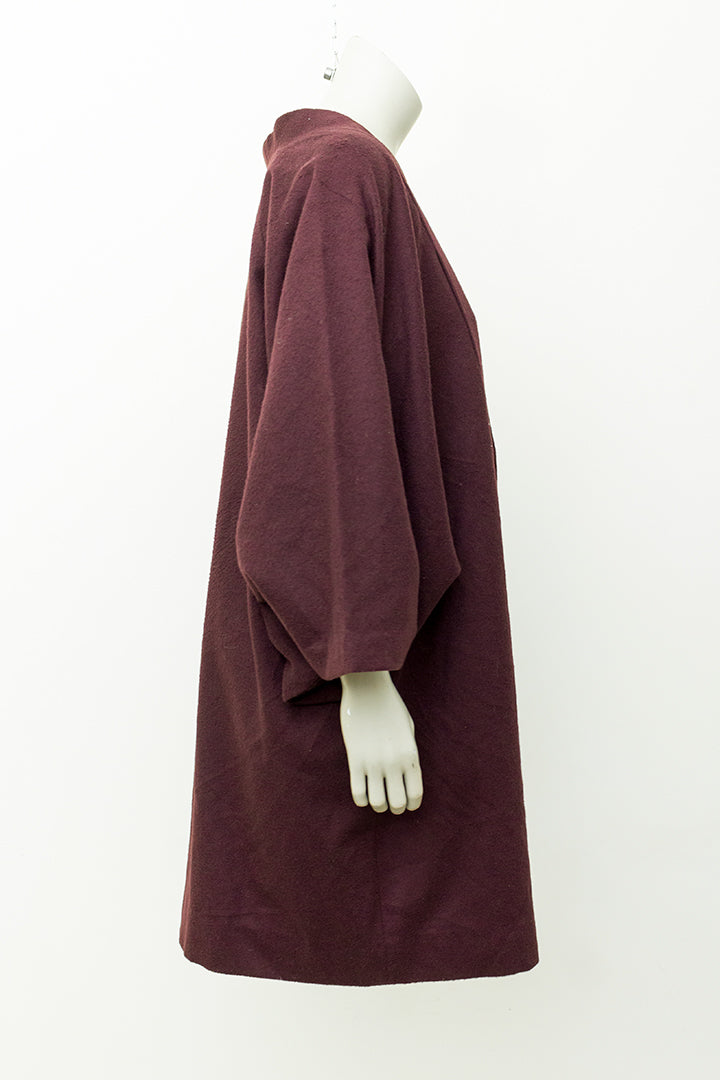 Wollen korte kimono / Japanse haori bordeauxrood