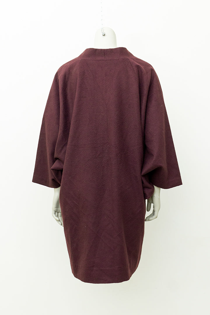 Wollen korte kimono / Japanse haori bordeauxrood