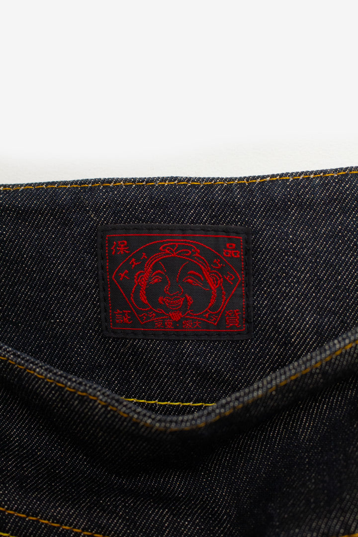 Y2K Evisu denim plooirok met blauw geborduurd logo