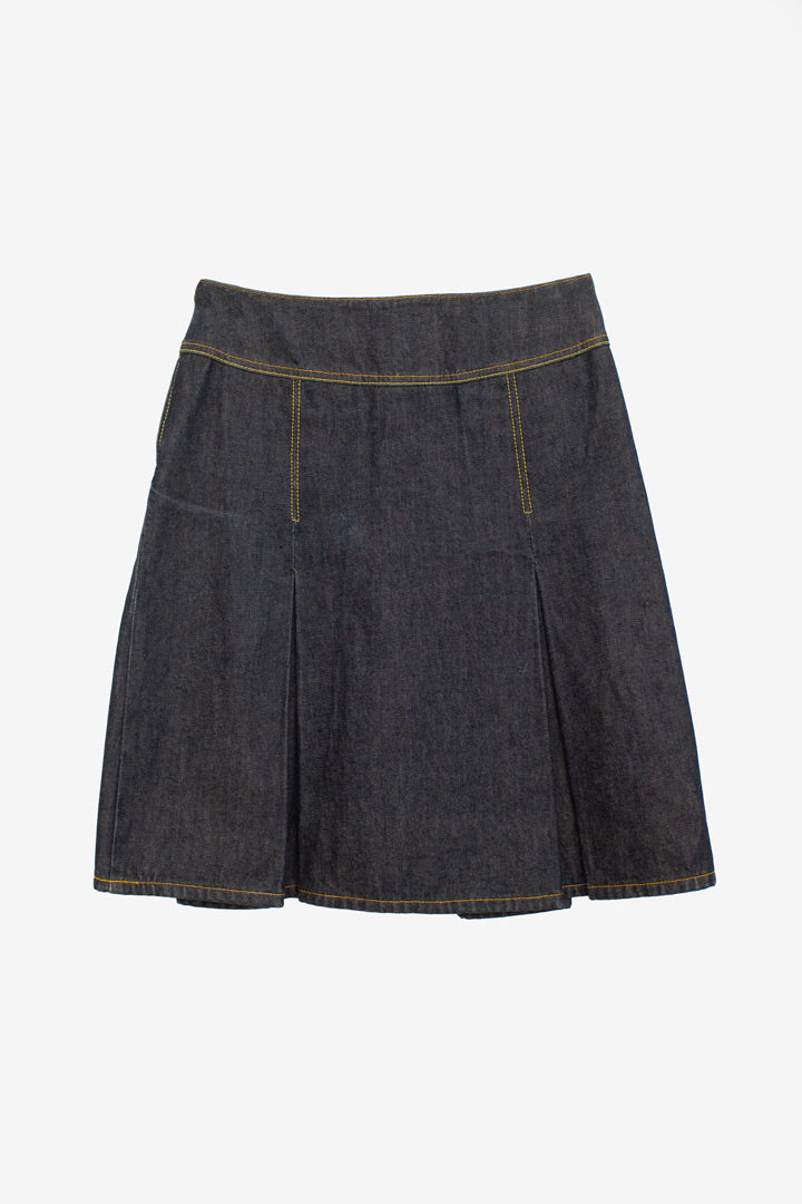 Y2K Evisu denim plooirok met blauw geborduurd logo