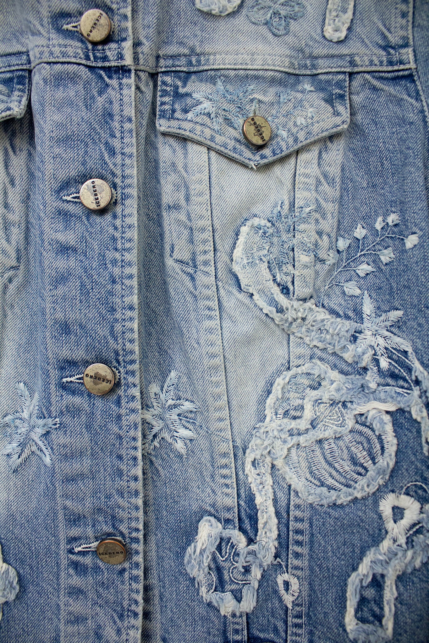 Y2K geborduurd denim Iceberg jasje 