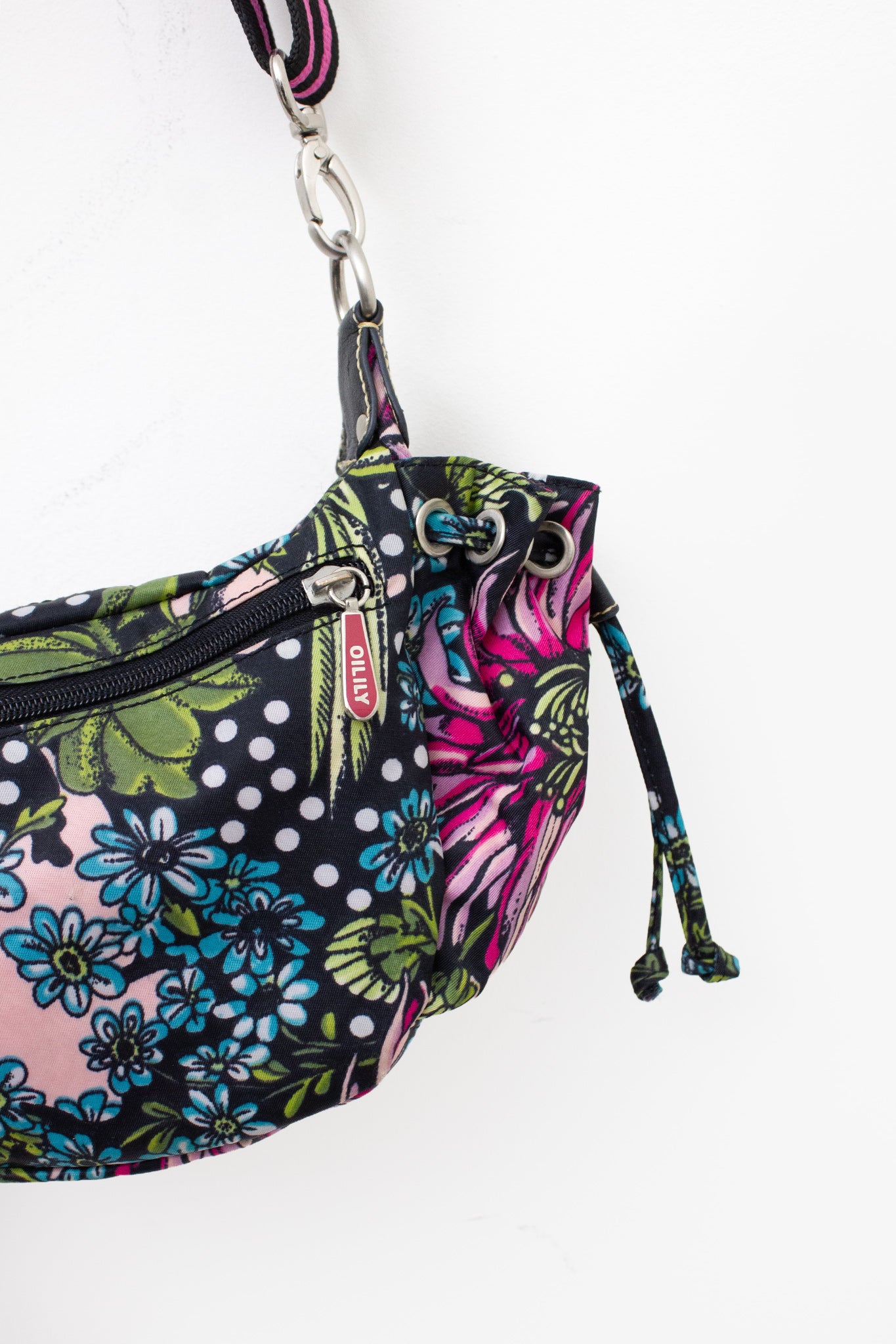 Y2K Oilily schoudertas met gekleurde bloemprint 