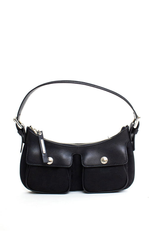 Y2K zwart DKNY monogram tasje met twee zakjes