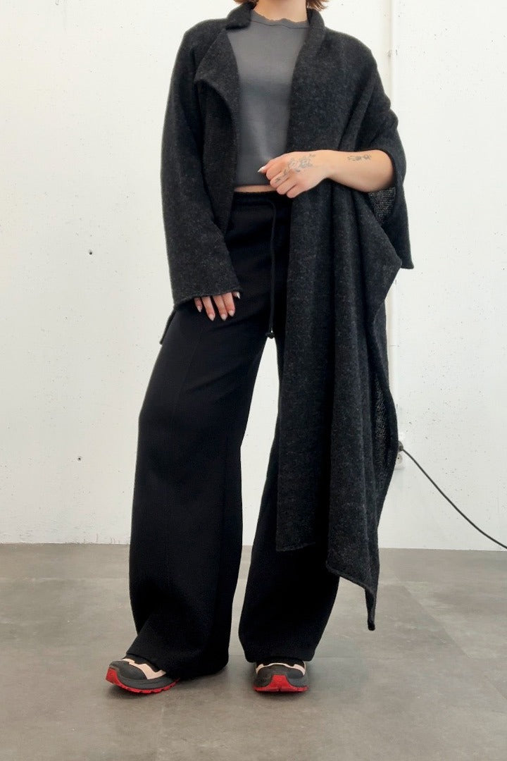 Yohji Yamamoto Y’s AW02/03 antraciet asymmetrisch vest