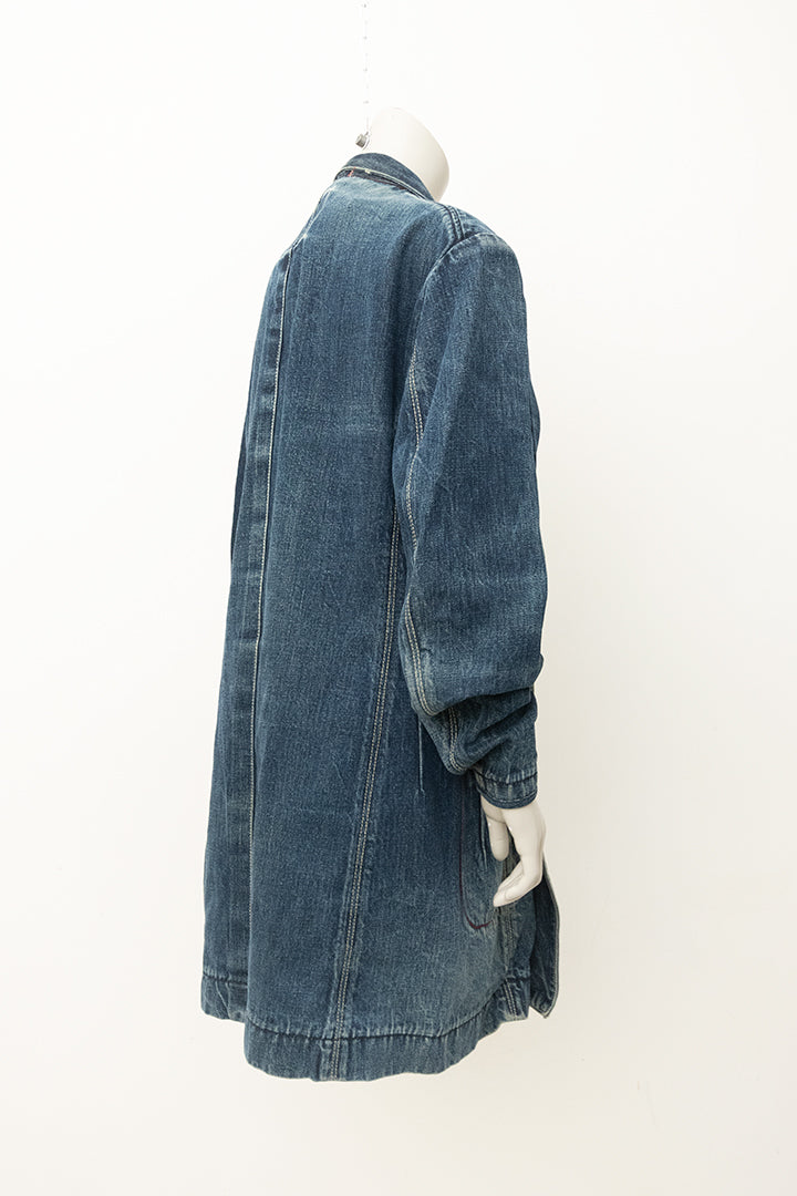 Yohji Yamamoto lange denim double breasted heren blazer