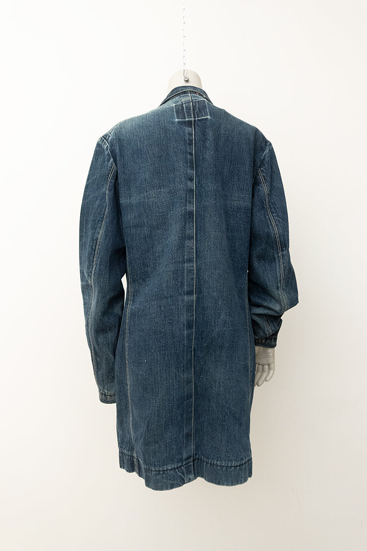 Yohji Yamamoto lange denim double breasted heren blazer