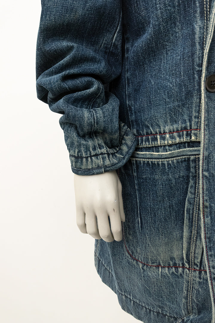Yohji Yamamoto lange denim double breasted heren blazer