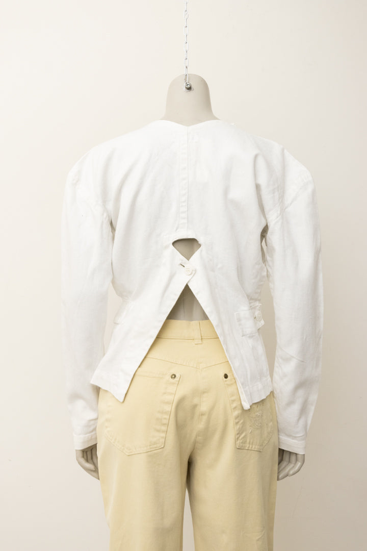 Yohji Yamamoto wit cut-out jasje van ramie-katoen